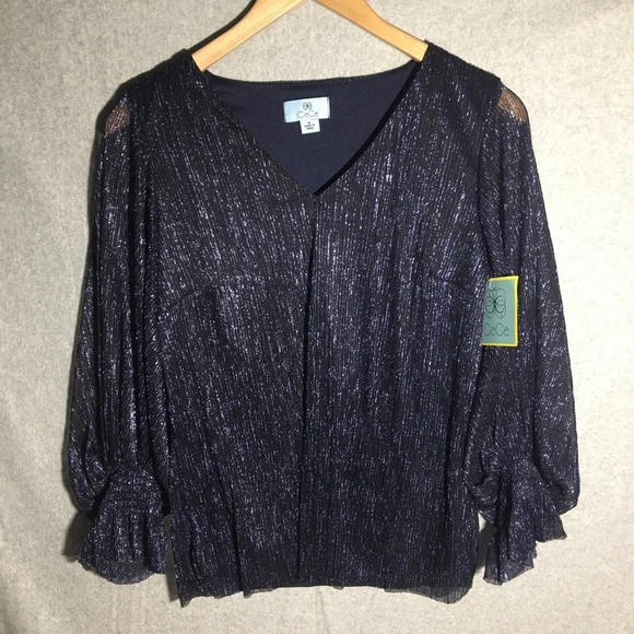 Womens NWT CeCe Blouse Metallic Taylor Swift Eras Tour Midnights Era Formal - Picture 1 of 5